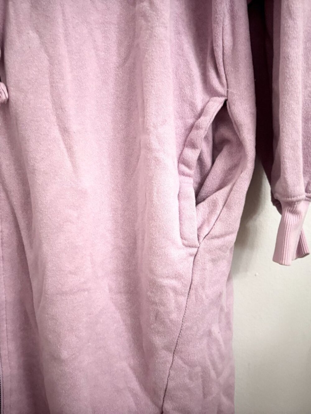 Free People Lavender Pink Oversized Long Zip Up Sweater Hoodie - XS - Picture 2 of 14
